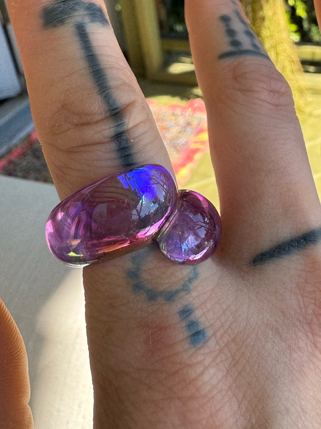 Sparkly Purple Resin Chunky Bubble Statement Ring